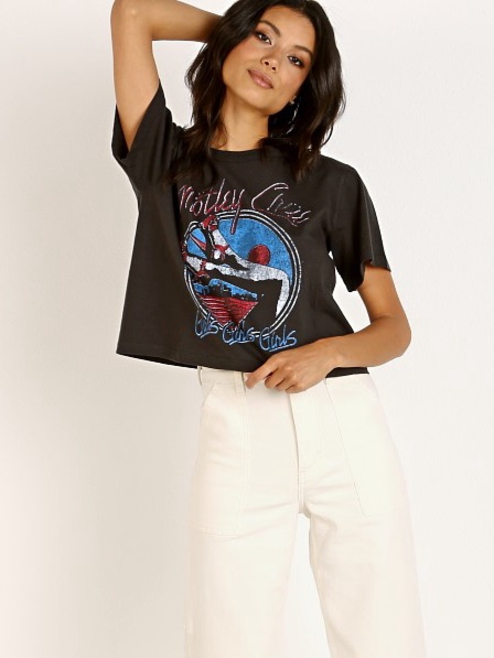 Daydreamer Black Motley Crew Graphic Crop Tee